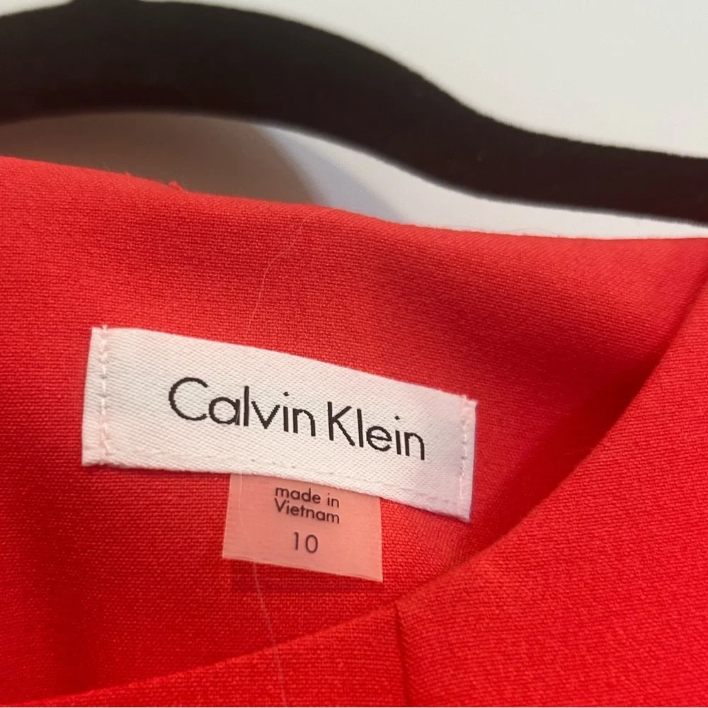 Calvin Klein Pink Orange Black Color Block Fit Flare Career Dress Women’s 10 NWT - Picture 7 of 12